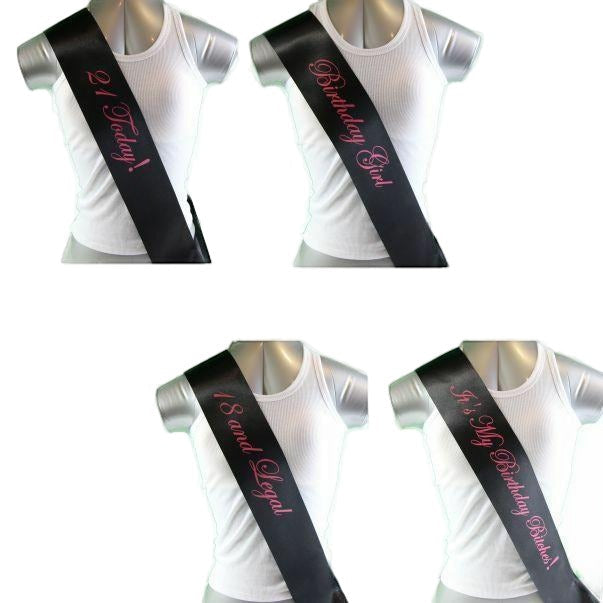 18th, 21st, It's My Birthday Bitches, 18 & Legal 21 Today Girl Party Black Sash