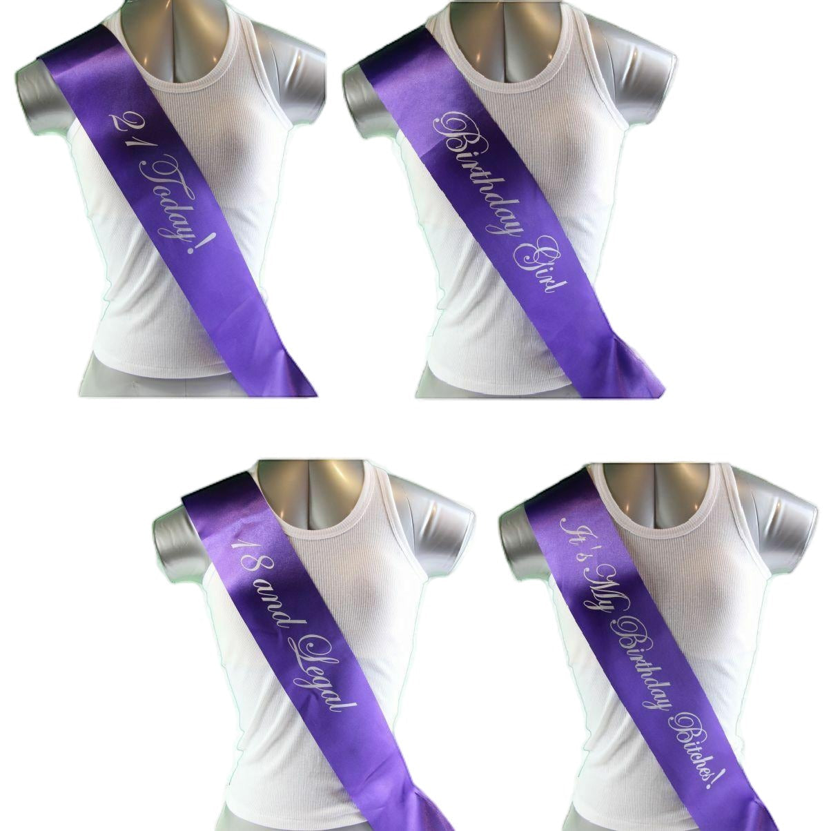 18th, 21st, It's My Birthday Bitches, 18 & Legal 21 Today Girl Party Purple Sash