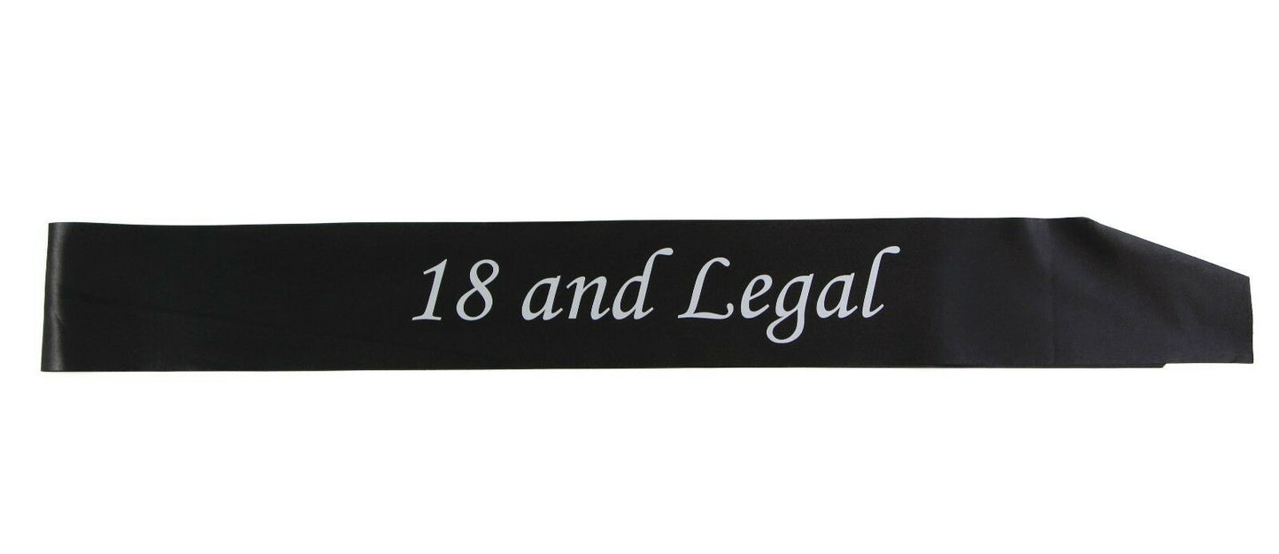 18th Birthday Sash - 18 And Legal - Black/White Monotype Font