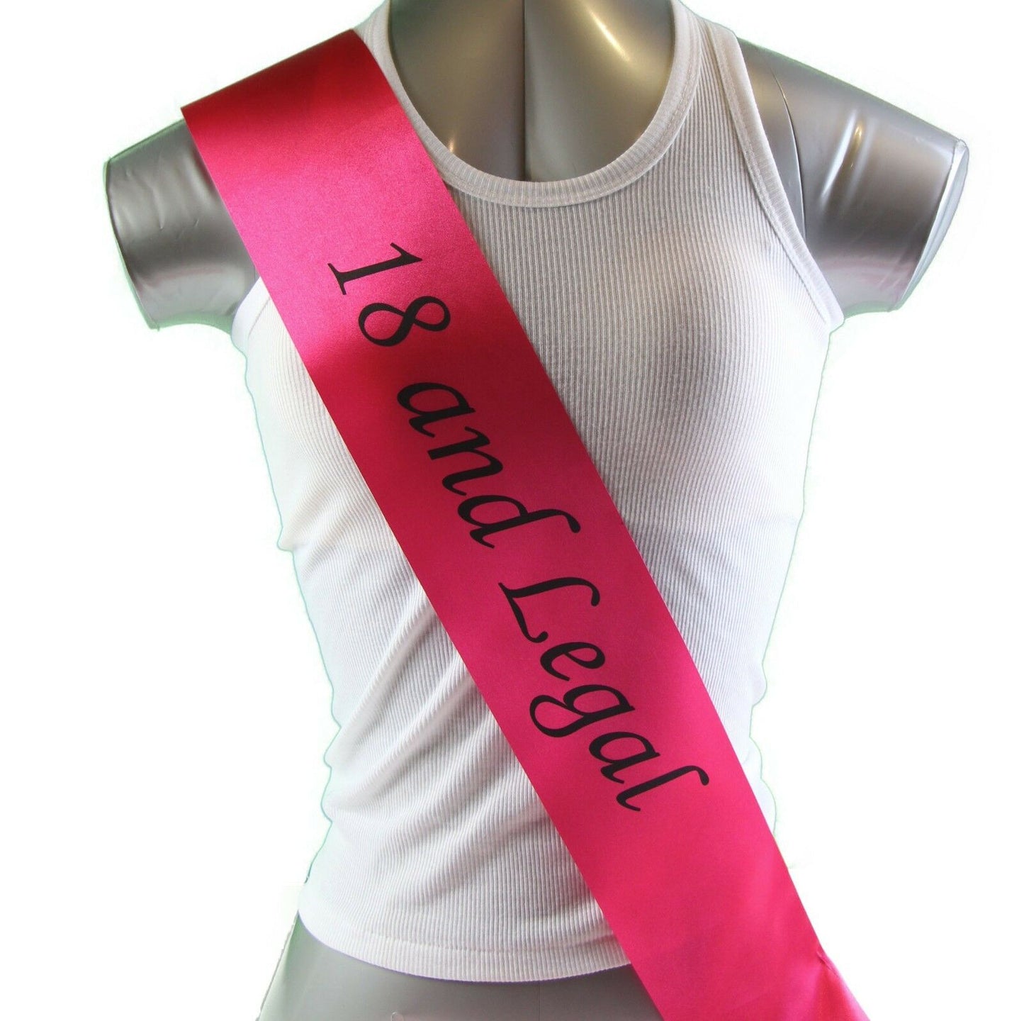 18th Birthday Sash - 18 And Legal - Hot Pink/Black Monotype Font