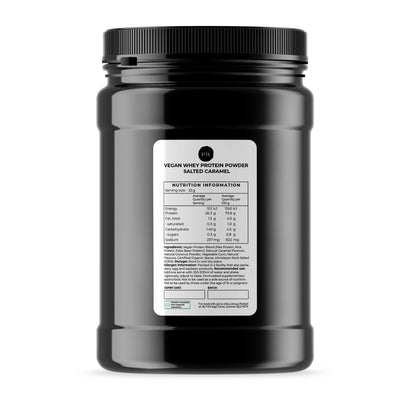 1Kg Vegan Whey Protein Powder Blend - Salted Caramel Plant WPI/WPC Supplement Jar