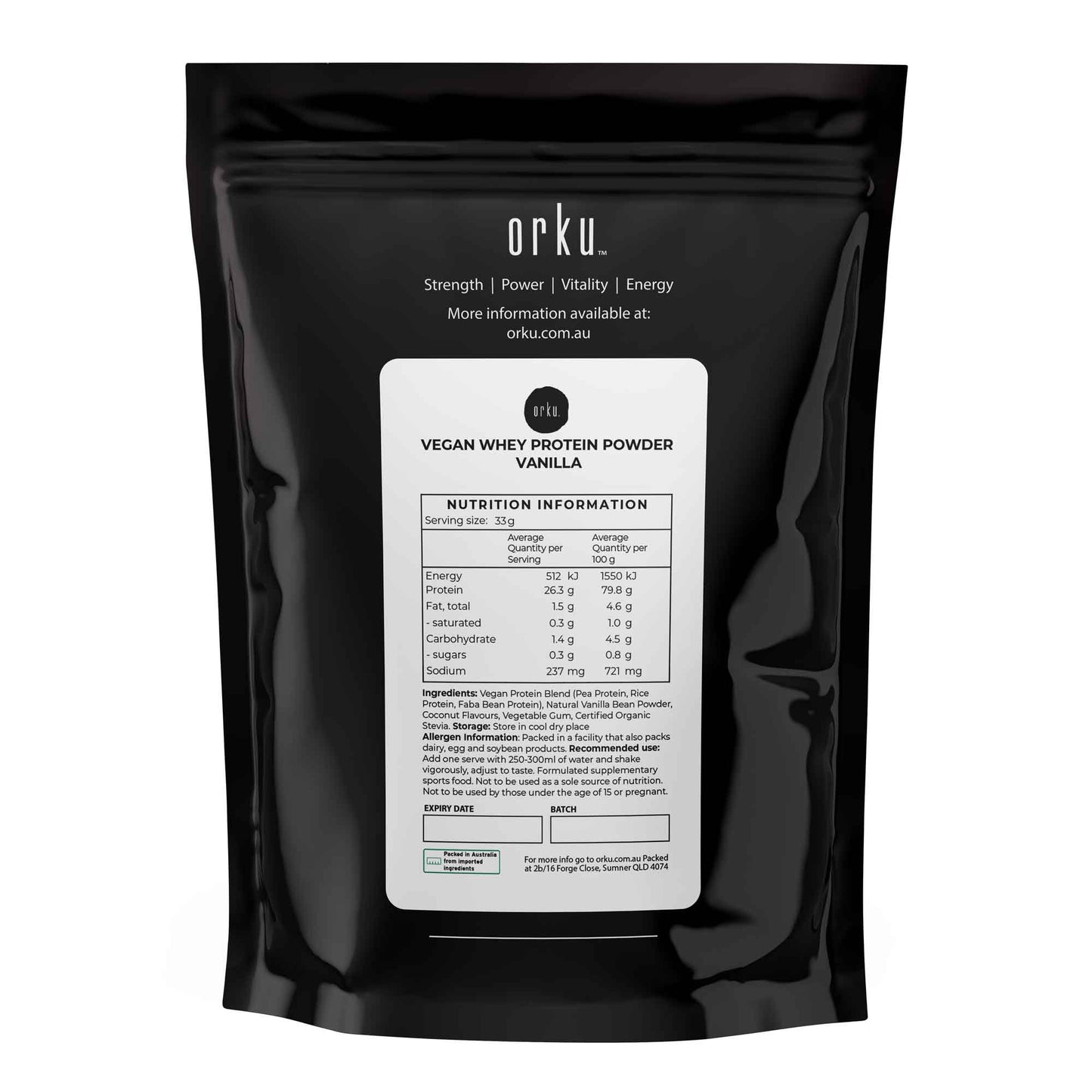1Kg Vegan Whey Protein Powder Blend - Vanilla Plant WPI/WPC Supplement