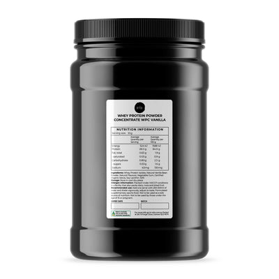 1Kg Whey Protein Powder Concentrate - Vanilla Shake WPC Supplement Jar