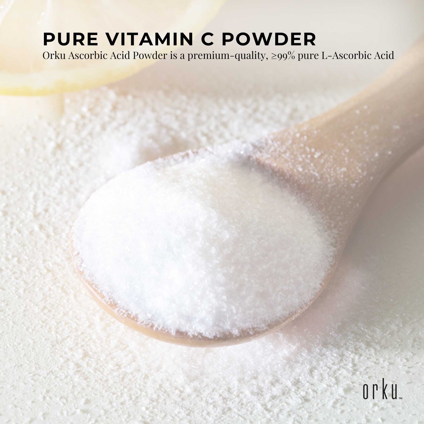 Orku 100g Vitamin C Powder Pure L-Ascorbic Acid - USP Grade Non-GMO