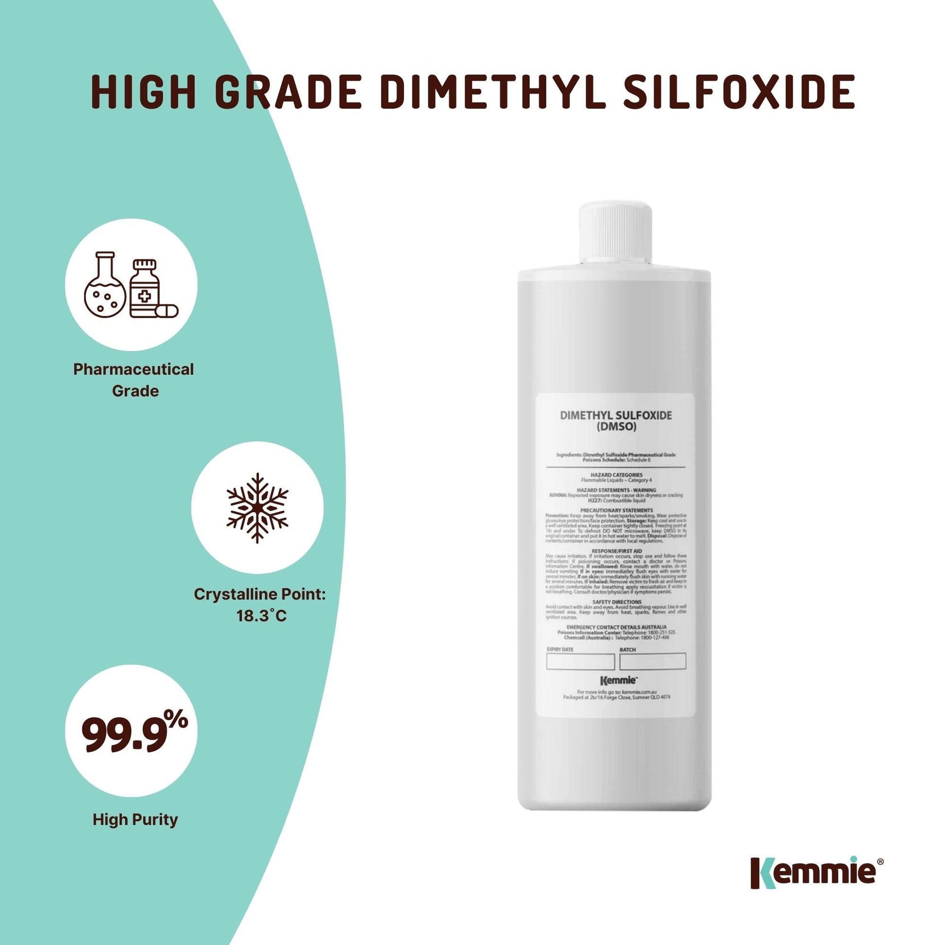 1L DMSO Liquid 99.9% Pure Pharmaceutical Dimethyl Sulfoxide Grade Solvent Bulk
