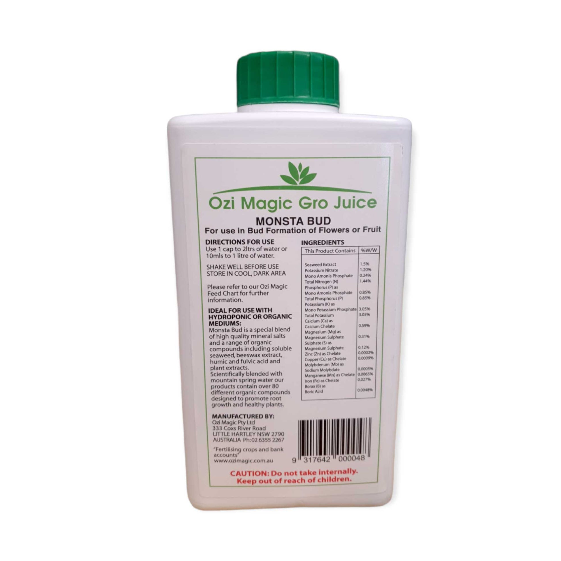 1L Monsta Bud Juice - Organic Short Day Flowering Plants Nutrient Ozi Magic Gro
