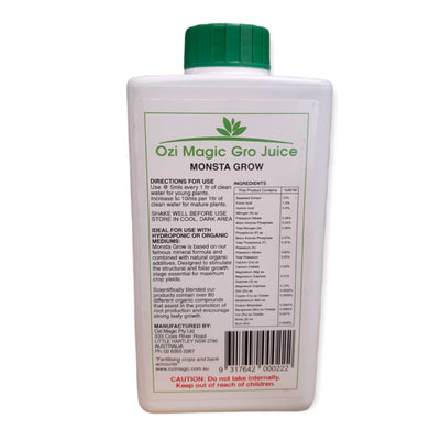 1L Monsta Grow Juice - Organic Structural + Foliar Growth Nutrient - Ozi Magic