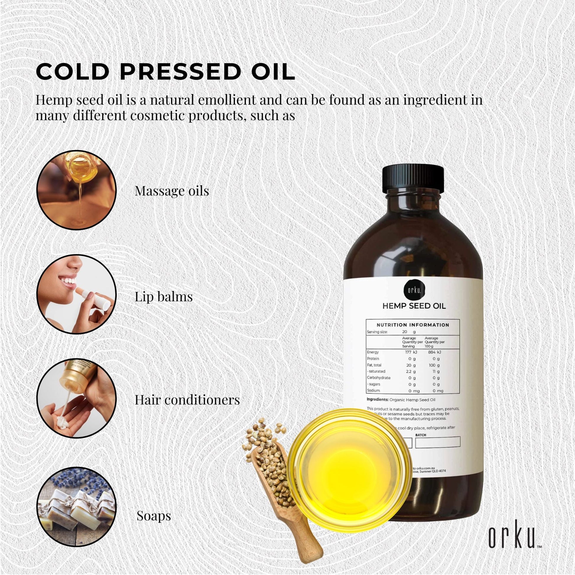 1L Organic Hemp Seed Oil - Cold Pressed Food Grade Healthy Oils Foods