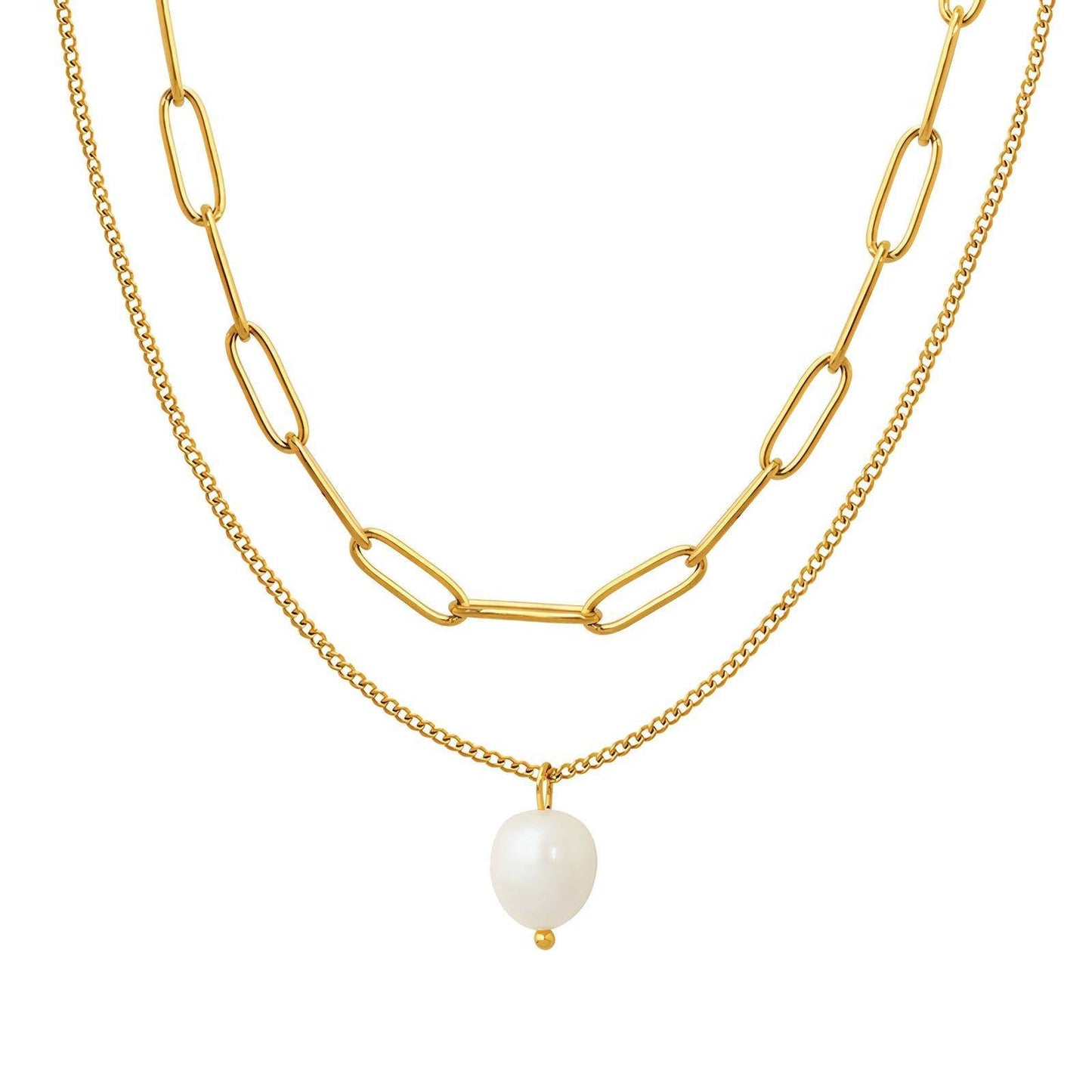 Double the gold with a pearl - Gold Plated Tarnish Free Jewellery