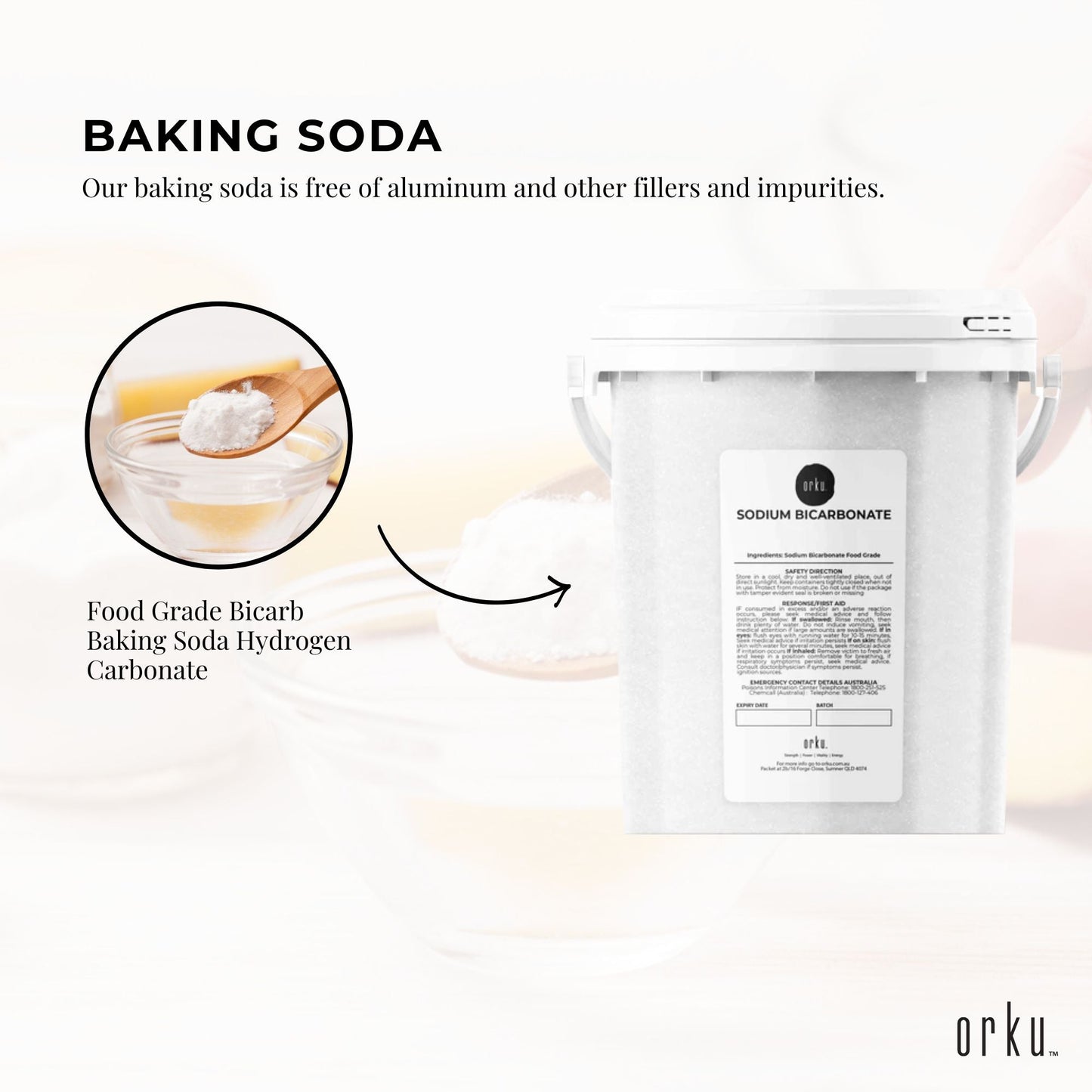 1.3Kg Sodium Bicarbonate Tub - Food Grade Bicarb Baking Soda Hydrogen Carbonate