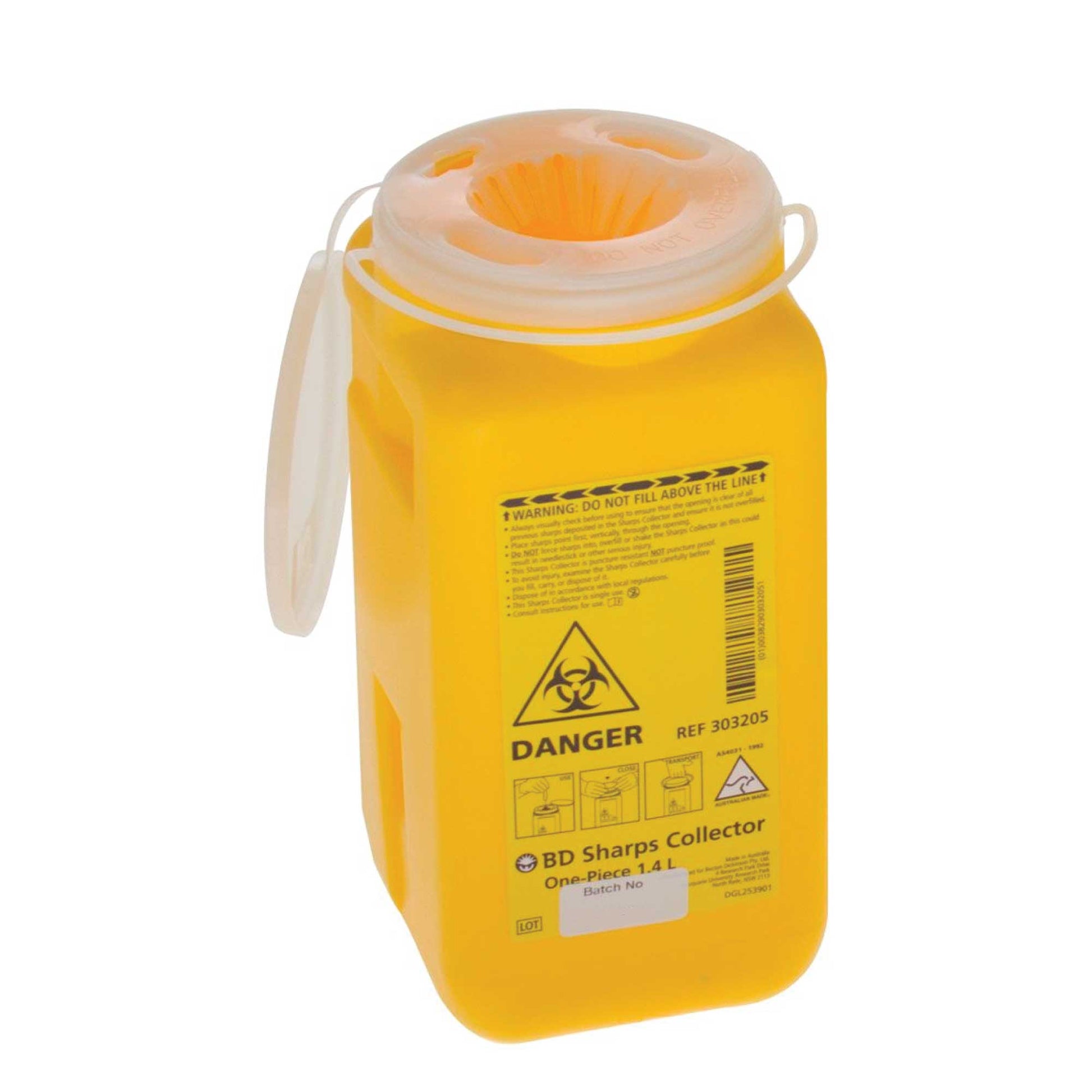 1.4L Sharps Container Needle Biohazard Bin Disposal - Medical Waste Collector