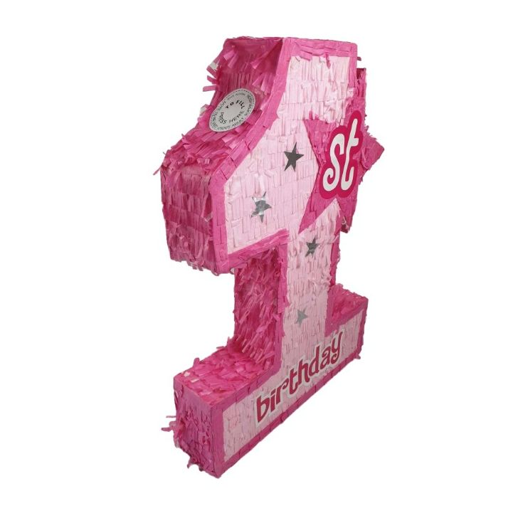 Pink 1st Birthday Pink Kids Girls Party Pinata With Stars