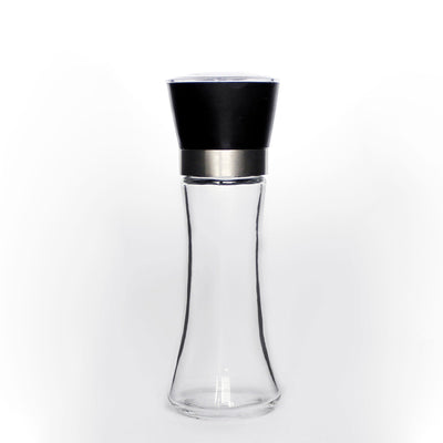 1x 180ml Glass Salt or Pepper Grinder 18cm - Adjustable Ceramic Core Tall Mill