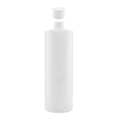 1x 1L Clear HDPE Round Bottle + 28/410 Caps - Empty Plastic Food Storage