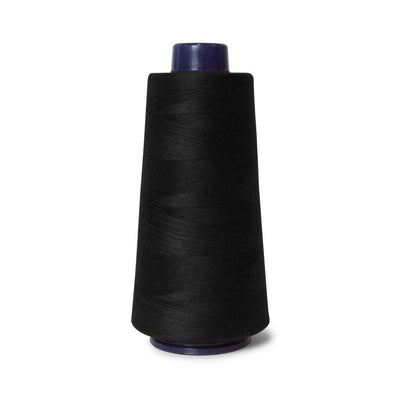 1x Black Sewing Overlocker Thread - 2000m Hemline Polyester Overlocking Spools