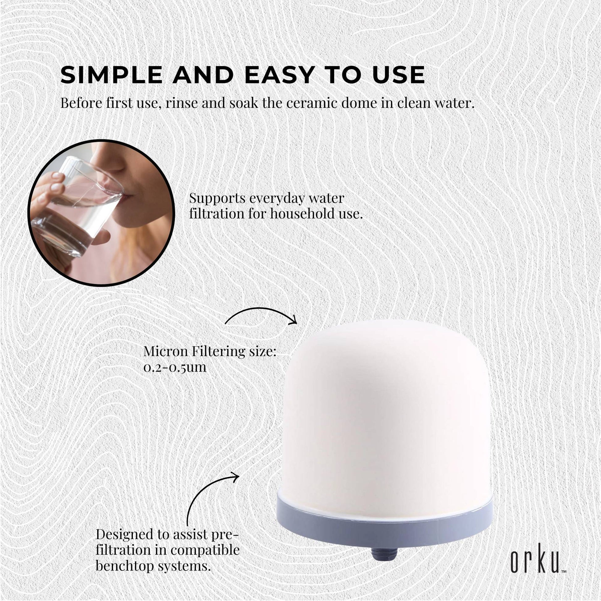 Orku Ceramic Dome Filter Cartridge Replacement for 8-Stage Benchtop Systems