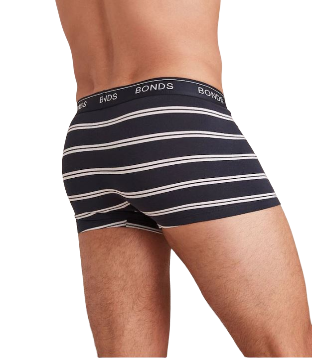 2 Pairs X Mens Bonds Guyfront Trunks Underwear Navy Stripe/Navy