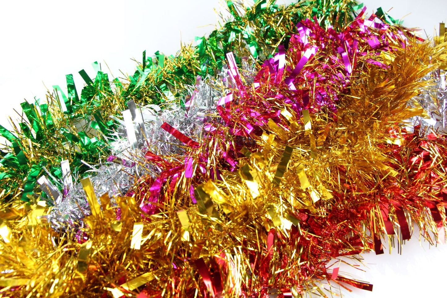 5 x Christmas Tinsel Thick 2-Tone Xmas Garland Tree Decorations - Assorted Pack