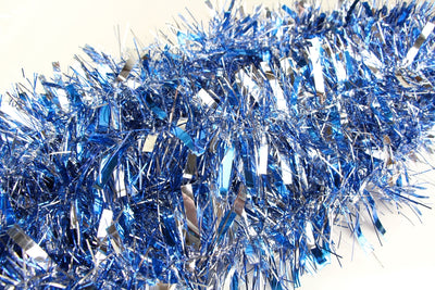 5 x Christmas Tinsel Thick 2-Tone Xmas Garland Tree Decorations - Blue/Silver