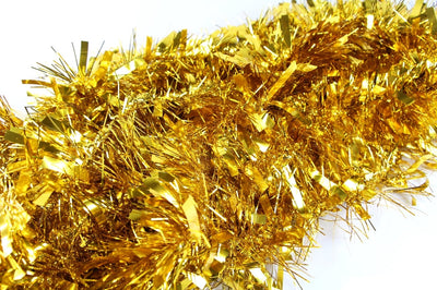 5 x Christmas Tinsel Thick 2-Tone Xmas Garland Tree Decorations - Gold/Gold