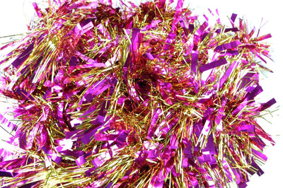 20 X Christmas Tinsel Thick 2-Tone Xmas Garland Tree Decorations - Hot Pink/Gold