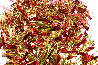 50 X Christmas Tinsel Thick 2-Tone Xmas Garland Tree Decorations - Red/Gold