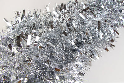 5 x Christmas Tinsel Thick 2-Tone Xmas Garland Tree Decorations - Silver/Silver