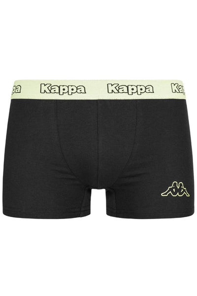 2 x Kappa Trunks Mens Black/Yellow Boxers Underwear Trunk Boxer Shorts