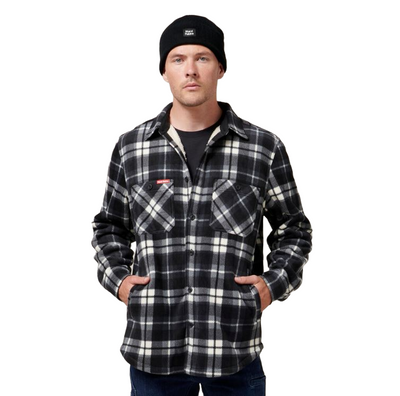2 x Mens Hard Yakka Legends Sherpa Fleece Jacket Shirt Black/Grey+ Free Beanie