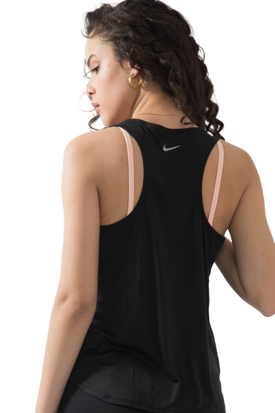 2 x Nike Womens Black/White Swoosh Running Tank Top