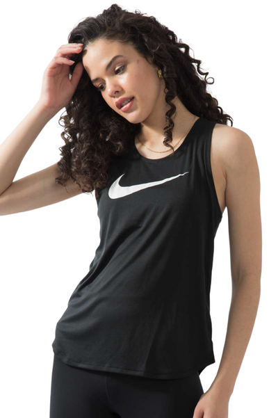 2 x Nike Womens Black/White Swoosh Running Tank Top