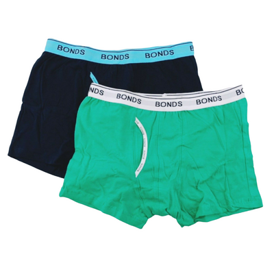 2 x Pairs Bonds Boys Guyfront Trunks Underwear Teen Teens Jocks Shorts Green Blue