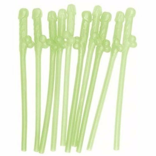 20 Pink Glow In The Dark Willy Drinking Hens Night Games Party Penis Dick Straws