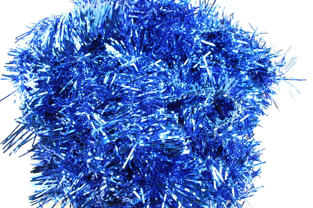 20 X Christmas Tinsel Thin Xmas Garland Tree Decorations - Royal Blue