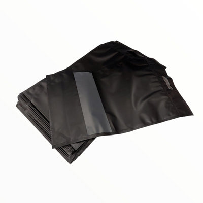 200 Resealable Black Stand Up Bags 53x32cm - Food Packaging Zip Pouch and Handle