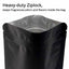 2000 Resealable Mylar Stand Up Bags 20x12cm - Black Food Packaging Zip Pouch