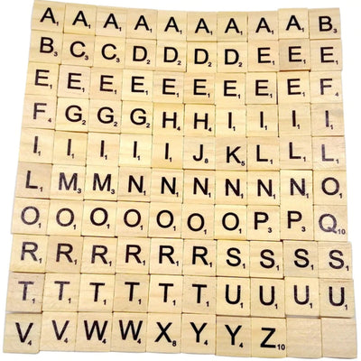 200Pcs Scrabble Letters - Wooden Tiles Art Game Alphabet Learning Words Craft