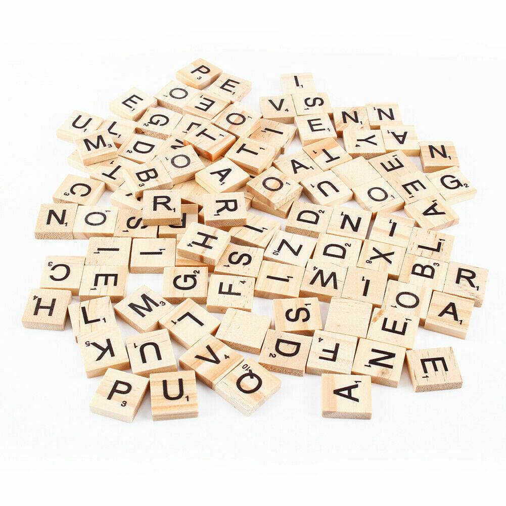 200Pcs Scrabble Letters - Wooden Tiles Art Game Alphabet Learning Words Craft