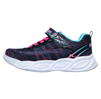 Girls Skechers Shimmer Beams - Sparkle Glow Navy/Multi Light Up Kids Shoes