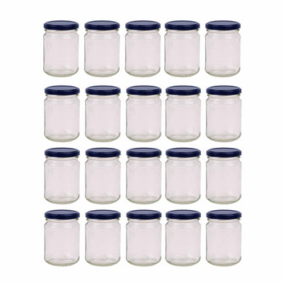 20x 150ml Flint Glass Jars + Twist Finish - Lids Round Food Storage Small Spices