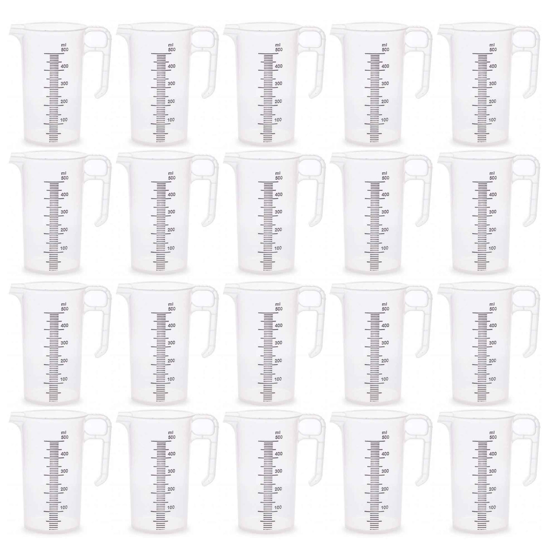 20x 500ml Measuring Jug Strong Clear Plastic Propylene BPA 5 Food Grade Pro-Jug