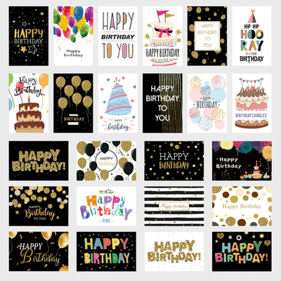 24 X Premium Birthday Cards Bulk Mixed Party Card Pack With Envelopes