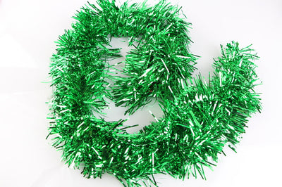25 X Christmas Tinsel Thin Xmas Garland Tree Decorations - Green