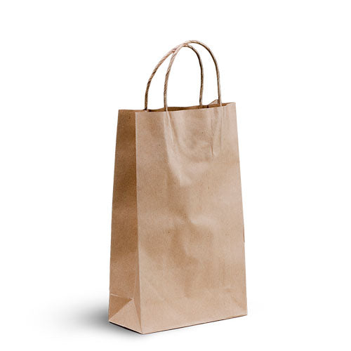250 X Brown Twisted Handle Kraft Paper Bags Size Baby