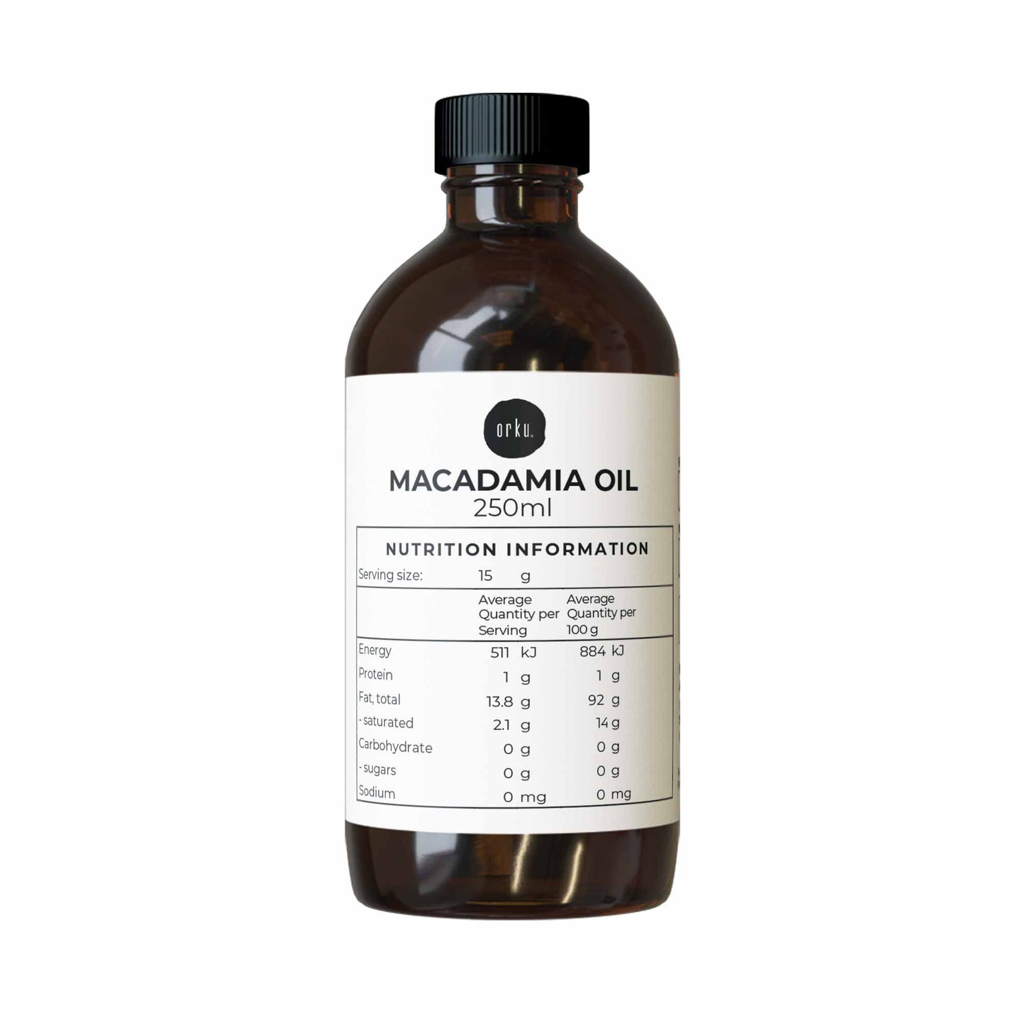 250ml Macadamia Oil - Natural Cold Pressed Food Grade 100% Pure Cooking Oils
