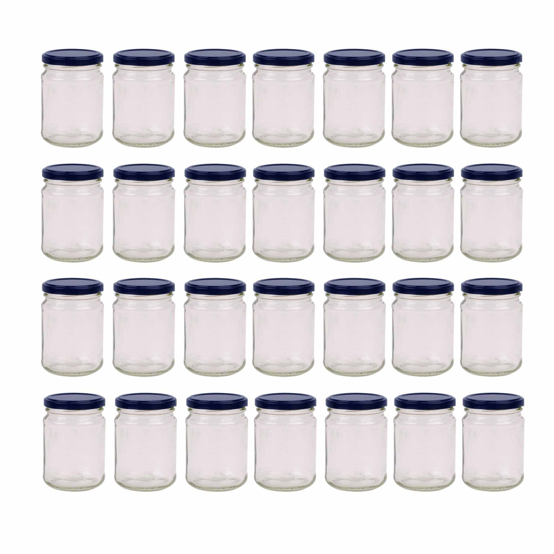 28x 250ml Flint Glass Jars + Twist Lids - Round Food Storage Small Spices