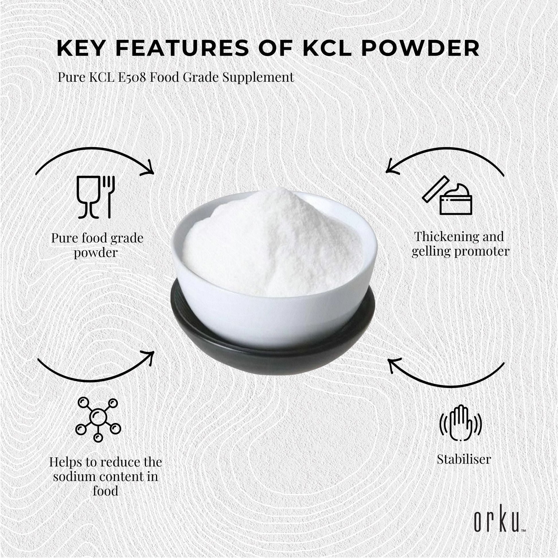 2Kg Potassium Chloride Powder - Pure E508 Food Grade Salt Substitute Supplement