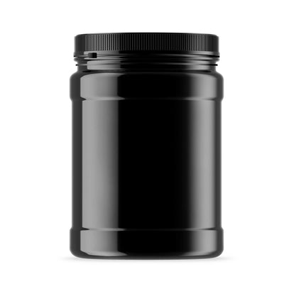 2L Wide Mouth Plastic Jars and Lids Black - Empty Protein and Powder Tubs
