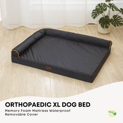 Orthopaedic Dog Bed XL Grey - Memory Foam Mattress Waterproof Removable Cover