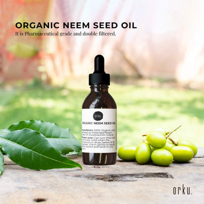 Orku 25ml Organic Neem Seed Oil - Debitterised Cold Pressed Azadirachtin Indica